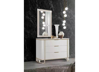 Schlafzimmer Set Kommode Spiegel Neu Luxus Komplettes neu Weiß 2tlg