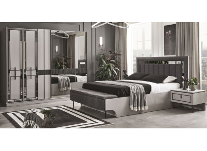 Schlafzimmer Set Komplettes Bett 2x Nachttische Kleiderschrank Luxus Möbel
