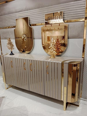 Kommode mit 2x Spiegel Holz Möbel Anrichte Luxus Möbel Modern Möbel 3tlg. Neu