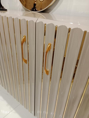 Kommode mit 2x Spiegel Holz Möbel Anrichte Luxus Möbel Modern Möbel 3tlg. Neu