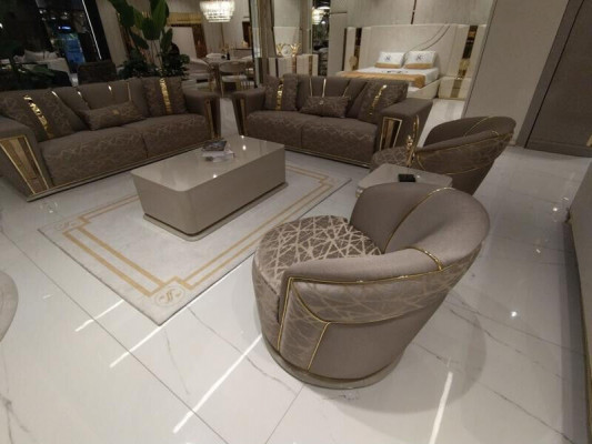 Modern Sofagarnitur 3+3+1 Sitzer Sessel Textil 3 Sit Sofa 3tlg. Set Design Neu