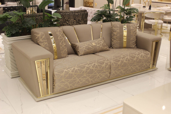 Sofagarnitur 3+3+1+1 Sitzer + Couchtisch + Wohnwand Modern Textil Komplett Neu