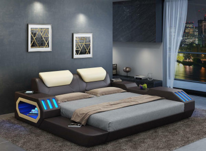 Luxus Design Bettgestell Bett Leder Betten USB luxus Doppel Hotel Polsterbett