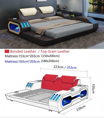 Luxus Design Bettgestell Bett Leder Betten USB luxus Doppel Hotel Polsterbett