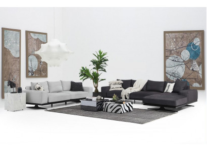 Sofagarnitur Ecksofa L-Form Zweisitzer Sitzer Sessel Stoff Grau 3tlg