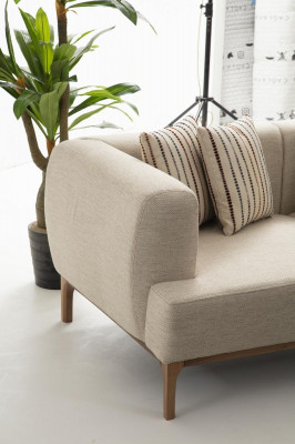 Dreisitzer Sofa 3 Sitzer Sofas Beige Stoff Modern Wohnzimmer Luxus Neu 