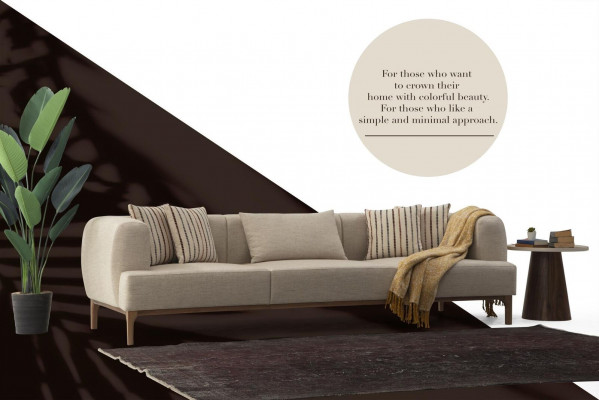 Dreisitzer Sofa 3 Sitzer Sofas Beige Stoff Modern Wohnzimmer Luxus Neu 