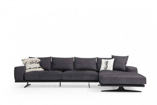 Ecksofa L-Form Sessel Sofa Wohnzimmer Grau Modern Stoff Sofas Sitzer