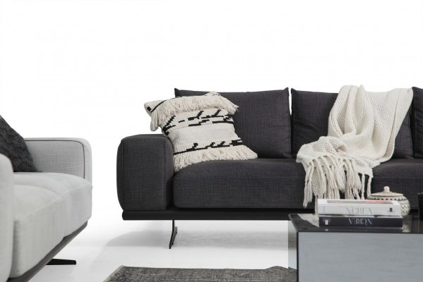 Ecksofa L-Form Sessel Sofa Wohnzimmer Grau Modern Stoff Sofas Sitzer