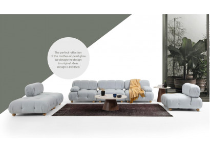 Komplette Couchgarnitur Sofagarnitur 321 Sitzer Modern Stoff Grau Set