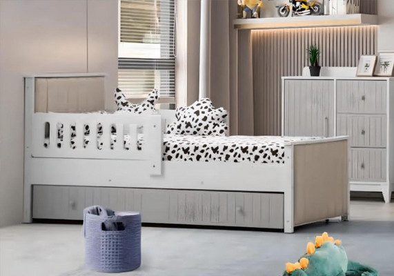 Praktisches Kinderbett Grau Farbe für süße Schlummerstunden Luxuriös