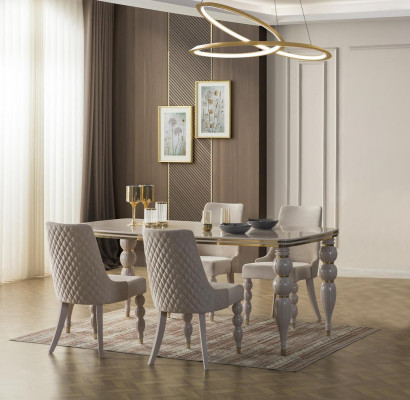 Beiger Esszimmertisch Luxuriöser Holztisch Designer Esszimmer Möbel Neu