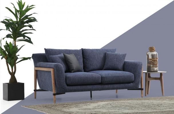 Dreisitzer Sofa 3 Sitzer Stoff Modern Sofas Design Wohnzimmer Blau