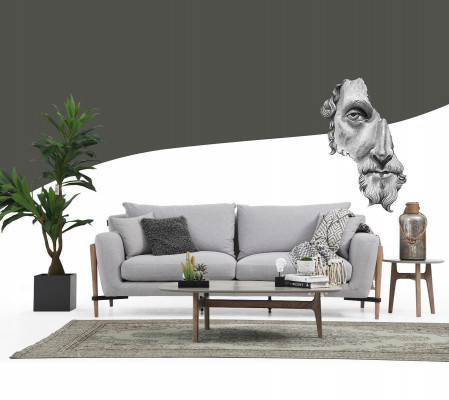 Sofagarnitur 4 Sitzer Sessel Viersitzer Stoff Sofas Modern Design Grau 