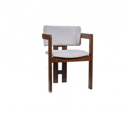 Weiß-Brauner Esszimmerstuhl Designer Polsterstuhl Moderner Einsitzer