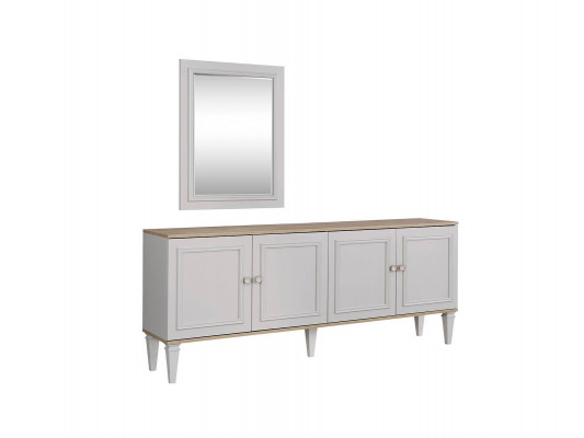 Garnitur Sideboard mit Spiegel Anrichte Kommoden Esszimmer Holz Grau