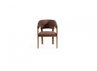 Brauner Designer Stuhl Esszimmerstühle Textilstuhl Designer Holzfüße