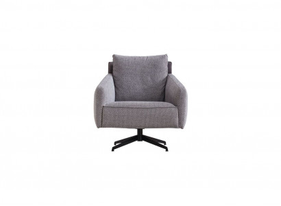 Wohnzimmer Grauer Einsitzer Luxus Lounge 1-Sitzer Designer Textilsessel