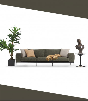 Dreisitzer Sofa 3 Sitzer Sofas Grau Stoff Wohnzimmer Luxus Modern Neu