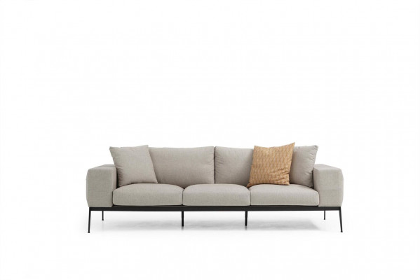 Dreisitzer Sofa 3 Sitzer Sofas Grau Stoff Wohnzimmer Luxus Modern Neu