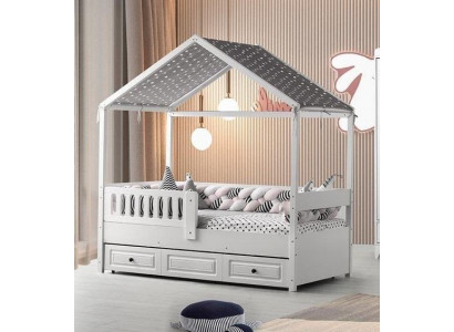 Kinderbett Holzbett Funktionsbett Ausziehbares Bett 200 Holz Weiß Neu