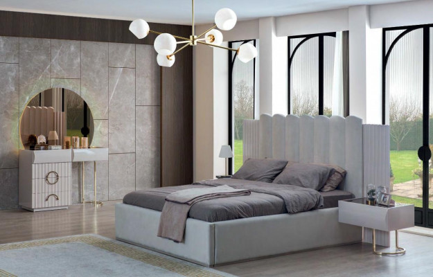 Komplette Schlafzimmer Garnitur Bett Schminktisch Holz Nachttische 4tlg