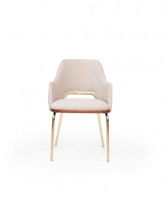 Beiger Edelstahlstuhl Metallrahmen Esszimmer Einsitzer Luxus Stühle Neu