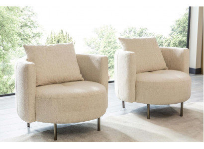 Beiger Textil Sessel Designer Clubsessel Cocktailsessel Polster Möbel