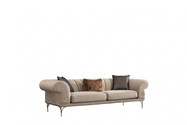 Beiger Dreisitzer Luxus Polstercouch Wohnzimmer Sitzmöbel 3-Sitzer Neu