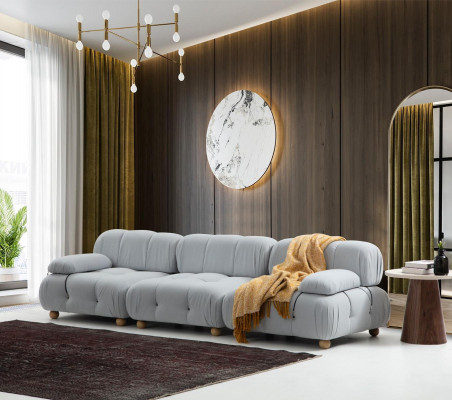 Sofa 3 Sitzer Dreisitzer Modern Stoff Grau Sofas Design Wohnzimmer Neu
