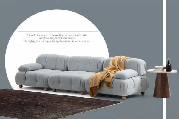 Sofa 3 Sitzer Dreisitzer Modern Stoff Grau Sofas Design Wohnzimmer Neu