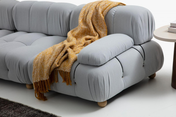 Sofa 3 Sitzer Dreisitzer Modern Stoff Grau Sofas Design Wohnzimmer Neu