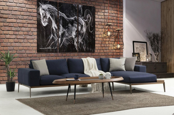 Ecksofa L-Form Sofa Wohnzimmer Grau Modern Stoff Sofas Sitzer Design