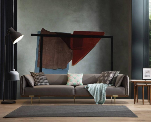 Graues Edelstahlsofa Wohnzimmer 3-Sitzer Polstercouchen Textilsofas Neu