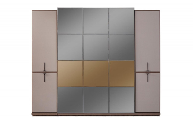 Kleiderschrank Garderobenschrank Design Holzschrank mit Spiegel Grau