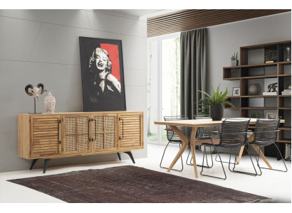 Essgruppe Essecke Esszimmer Esstisch Stühle Set 5tlg Braun Holz Modern