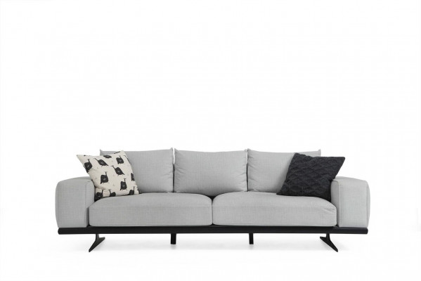 Sofagarnitur Sofa 2 Sitzer Sessel Zweisitzer Grau Modern Stoff Set