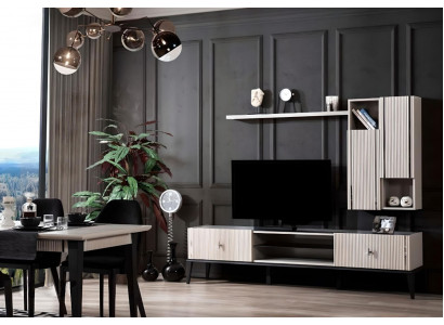 Stilvoller Wohnzimmer Wandschrank Designer Weißes Lowboard Hängeregal