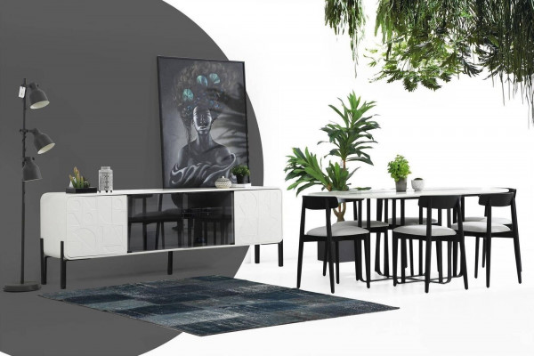 Esszimmer Gruppe Esstisch Stühle Tisch Holz Set 7tlg Weiß Tische Neu