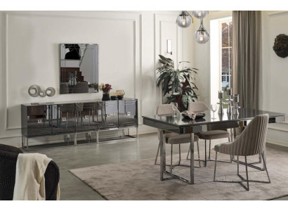 Schwarze Esszimmer Möbel Exklusiver Esstisch 4x Stühle Anrichte 6tlg Set