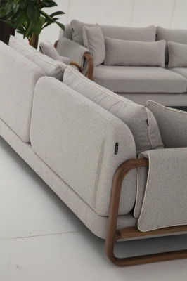 Sofagarnitur 41 Sitzer Sessel Viersitzer Modern Stoff Grau Set Design