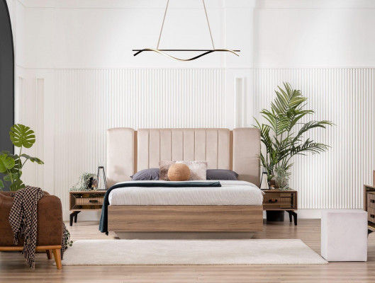 Luxus Doppelbett Schlafzimmer Garnitur Bett Holz Set 7tlg Braun Modern