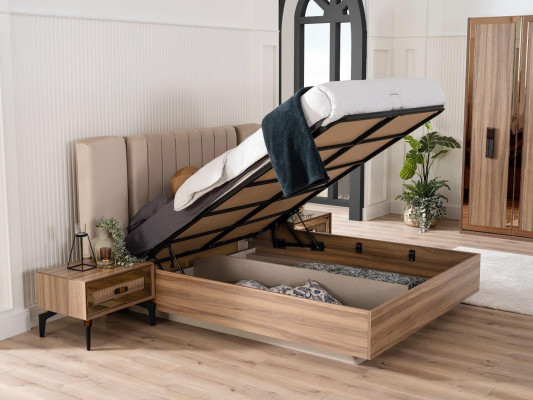 Luxus Doppelbett Schlafzimmer Garnitur Bett Holz Set 7tlg Braun Modern