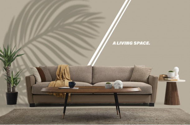 Sofagarnitur 41 Sitzer Sessel Viersitzer Modern Stoff Beige Set Design