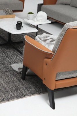 Sofagarnitur 31 Sitzer Wohnzimmer Sofa Orange Stoff Sessel Dreisitzer