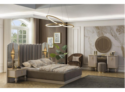 Graue Schlafzimmer Garnitur Doppelbett Schminktisch Konsole Nachttische