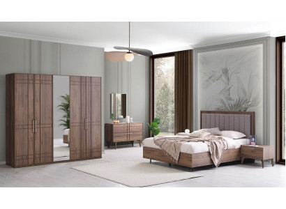 Komplette Schlafzimmermöbel Doppelbett Holz 6tlg Schlafzimmer Braun