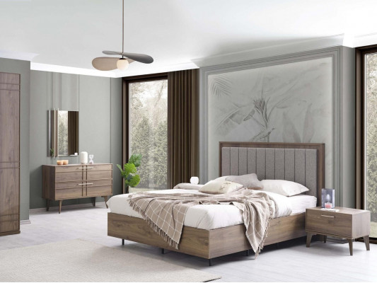 Komplette Schlafzimmermöbel Doppelbett Holz 6tlg Schlafzimmer Braun