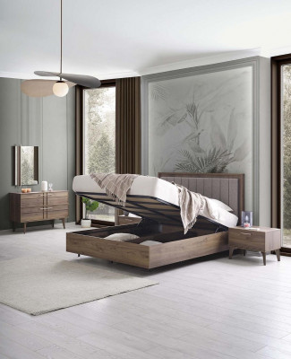 Komplette Schlafzimmermöbel Doppelbett Holz 6tlg Schlafzimmer Braun