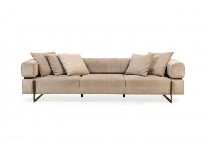 Beiger Viersitzer Designer Stoffsofa Polstersofas Wohnzimmer Couchen